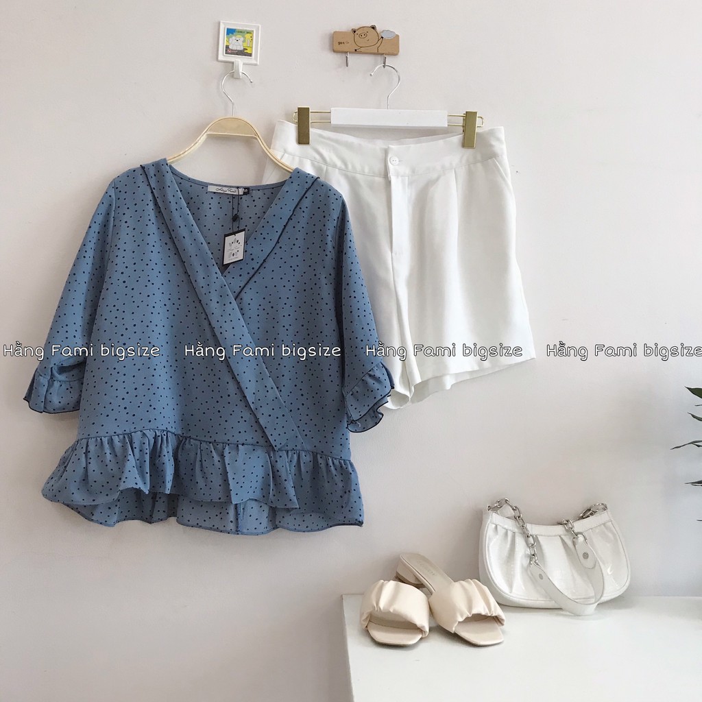 Áo chấm bi viền bèo bigsize (A363)