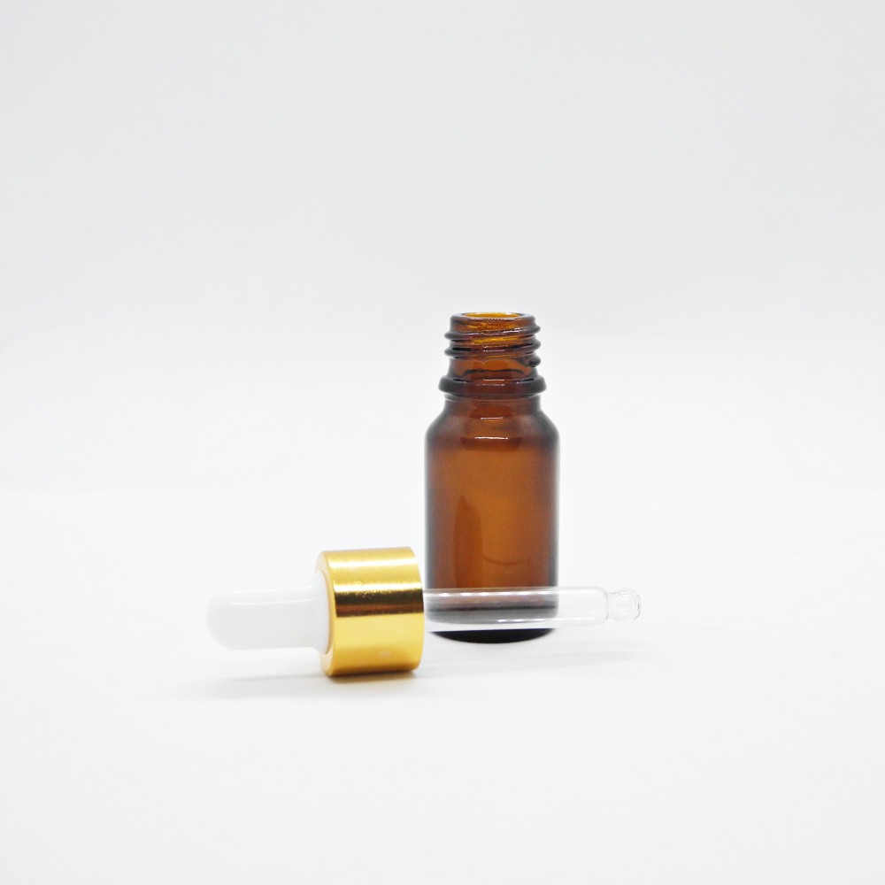Chai lọ đựng sẻum5ml , tinh dầu thân nâu nắp bóp nhỏ giọt khoen vàng