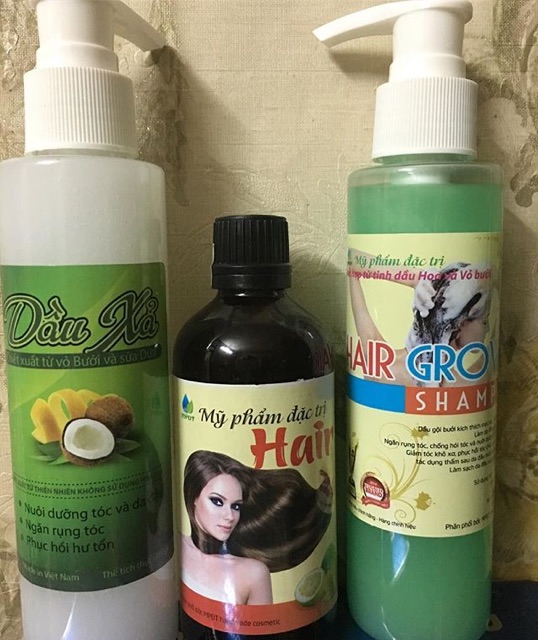 Tinh dầu &amp; dầu gội bưởi, dầu xả dừa nuôi dưỡng phục hồi tóc