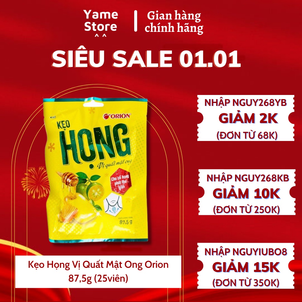 Kẹo ngậm họng Orion Vị Quất Mật ong gói 87,5g (25 viên)