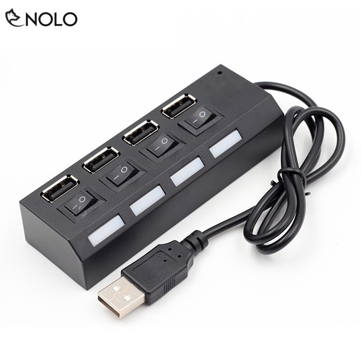 Hub Chia Cổng USB Chuẩn 2.0 Gồm 4 Port Model HB4 Có Công Tắc ON OFF Hỗ Trợ Win 10