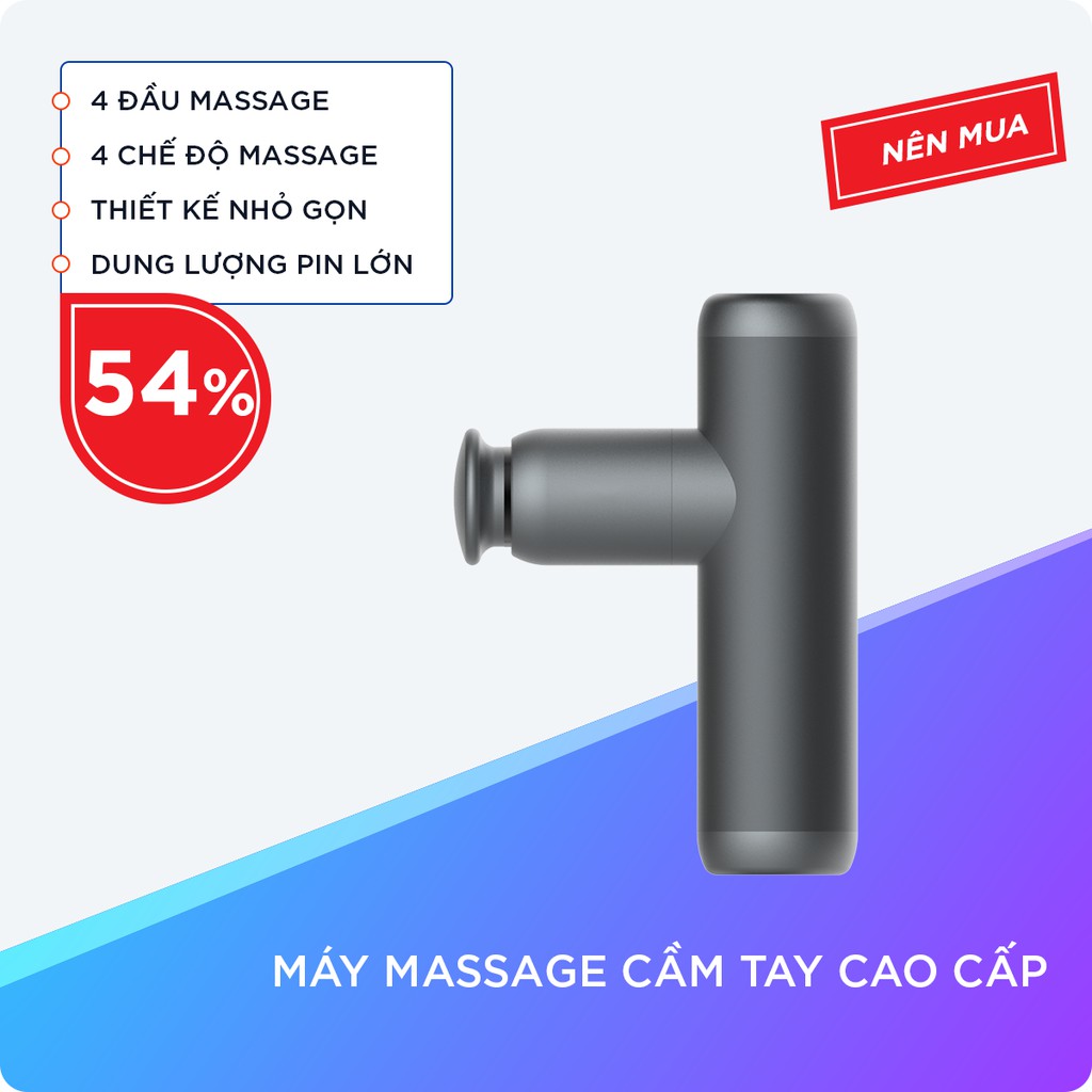 Máy Massage Cầm Tay Xiaomi Meavon, Massage Gun Chính Hãng 4 Đầu, 4 Chế Độ Giúp Giảm Cơn Đau Nhức