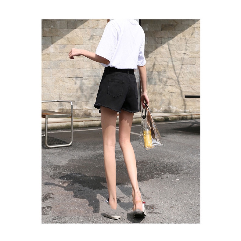 Quần đùi denim lưng cao ống rộng thời trang mùa hè cá tính cho nữ | BigBuy360 - bigbuy360.vn