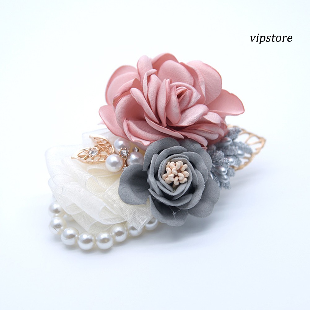 Vòng Tay Hoa Đính Ngọc Trai Giả Thanh Lịch Cho Cô Dâu