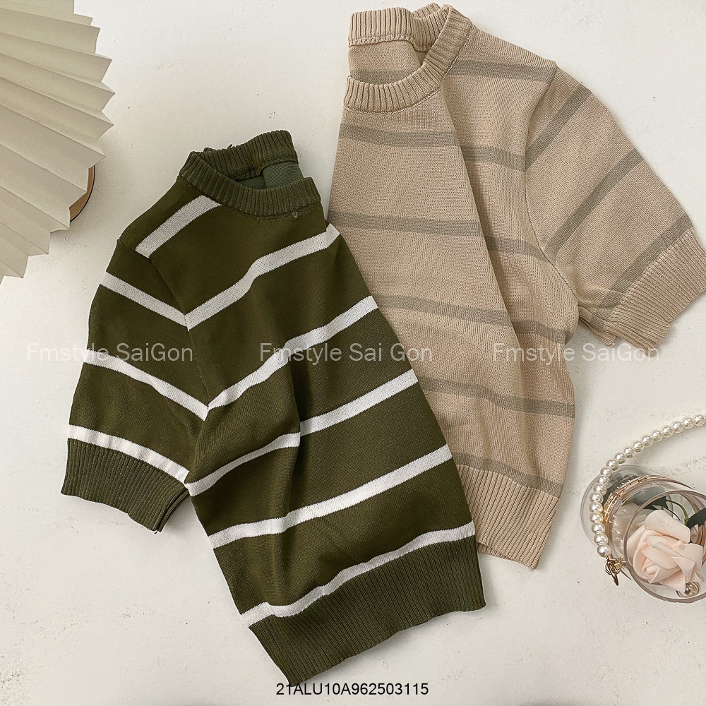 Áo len nữ tay ngắn kẻ ngang thời trang ulzzang Hàn Quốc Fmstyle Saigon 21ALU10A962503 | BigBuy360 - bigbuy360.vn
