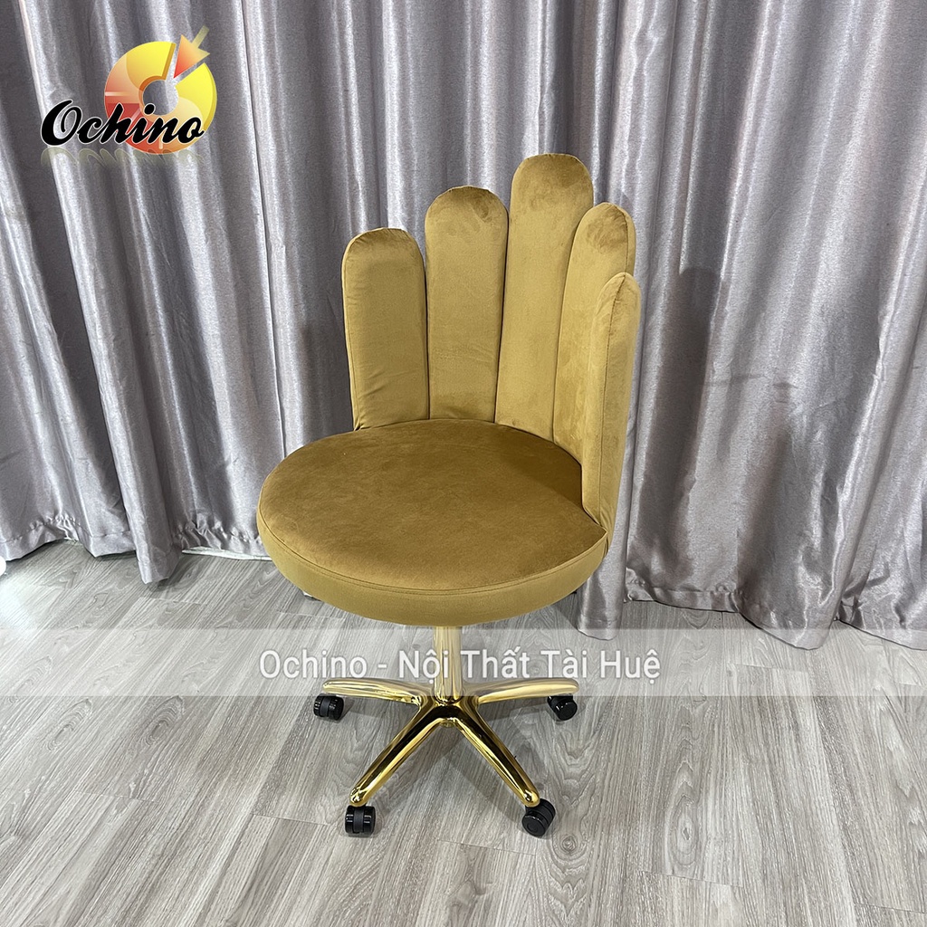 Ghế Trang Điểm Xoay, Ghế Xoay Học Sinh Bánh Xe Chân Vàng Sao Cao Cấp Mẫu Sò Múi Phong Cách Bắc Âu (Hình Thật Shop Chụp)
