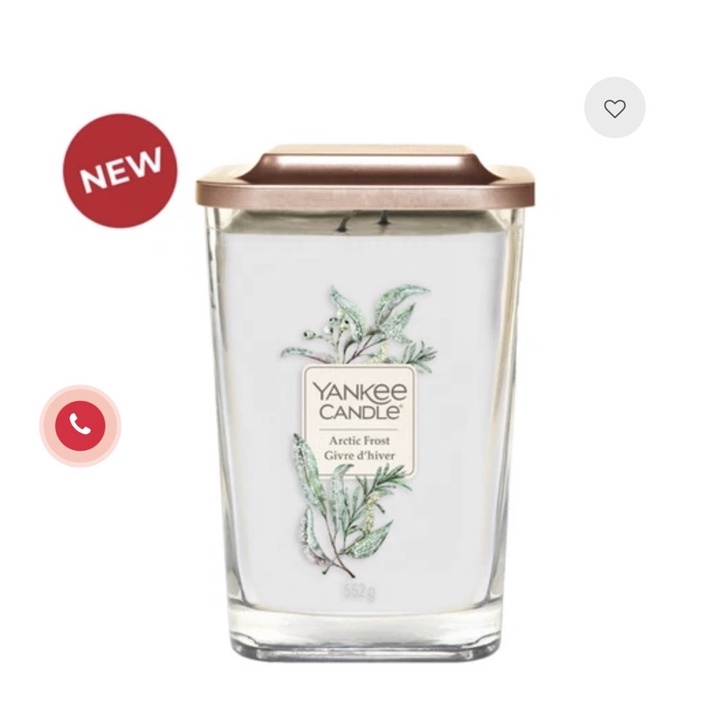 Nến ly vuông Elevation Yankee Candle size L - Arctic Frost (552g)