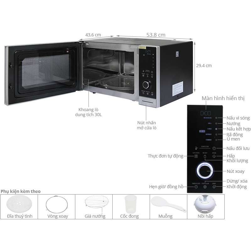 Lò vi sóng + nướng Electrolux EMS3085X 30 lít