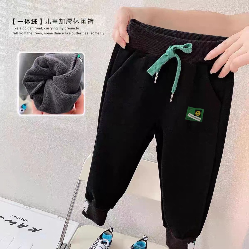 Quần Dài Nỉ Bông Bo Gấu Cho Bé Trai từ 8-27kg, Quần Thu Đông Cho Bé_Umeekids