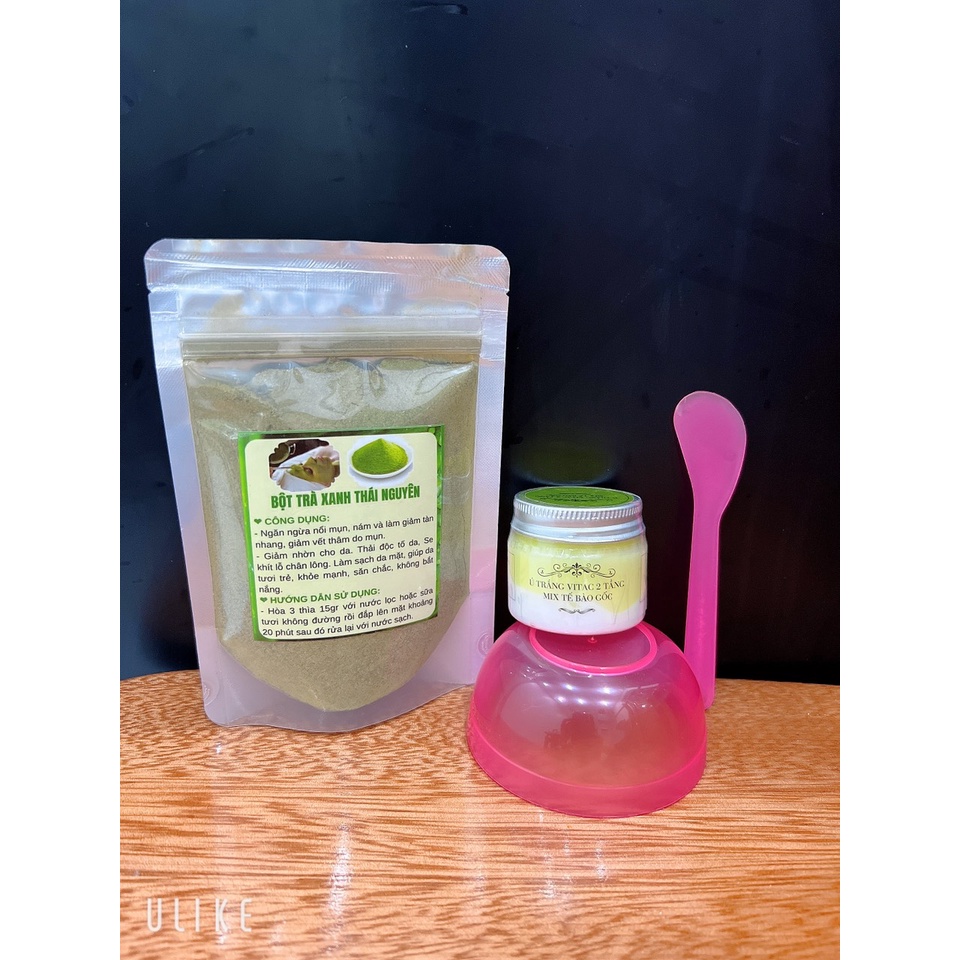 Ủ trắng vitac 2 tầng mix tế bào gốc( tặng bột trà xanh thìa)