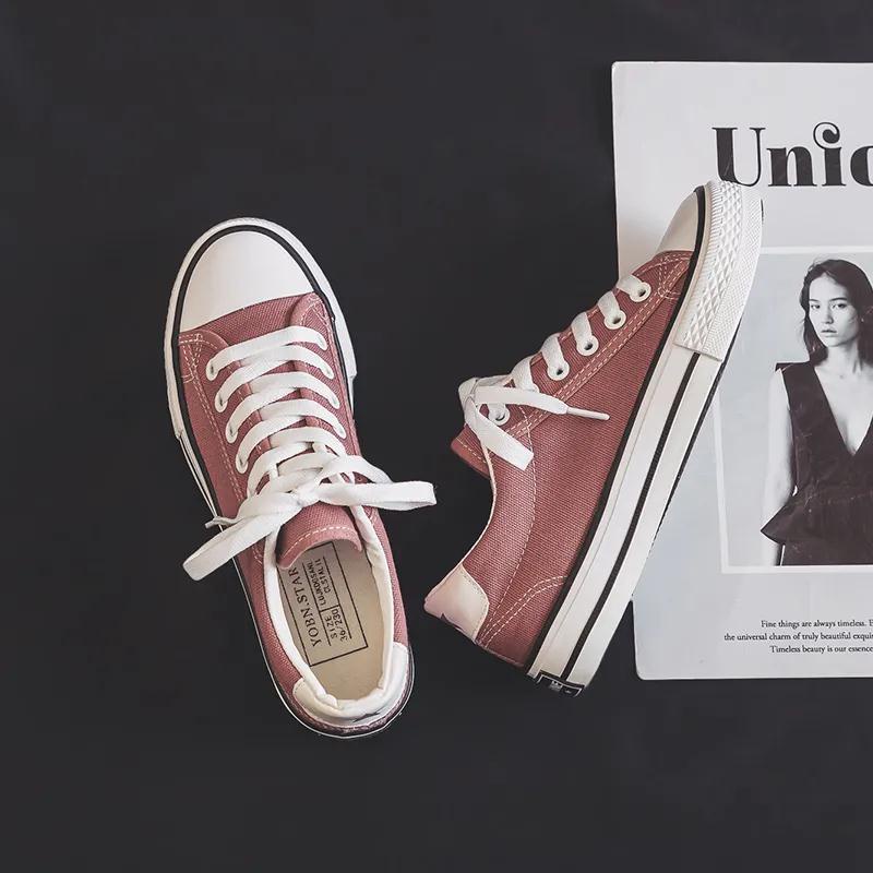 Giày Vải canvas Cổ Thấp Màu Trắng Phong Cách Hàn Quốc Thời Trang Xuân Thu Cho Nữ