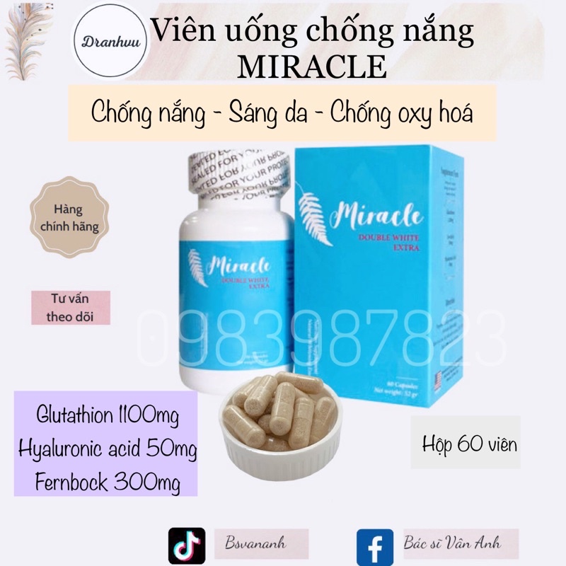 [CHÍNH HÃNG] Viên uống chống nắng sáng da Miracle - Date 2024