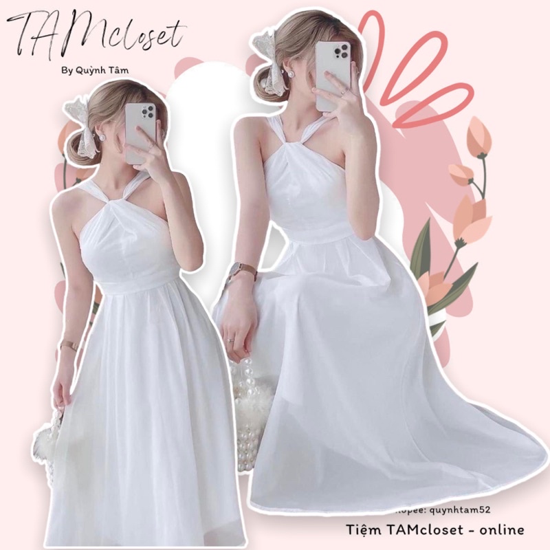 Đầm voan xoè cổ yếm TK1053