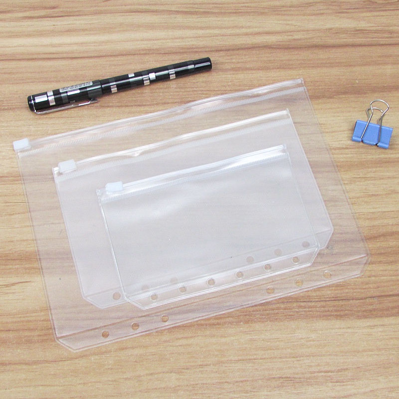 Túi zip bằng pvc nhám trong suốt chống thấm nước 6 lỗ khổ A5/ A6
