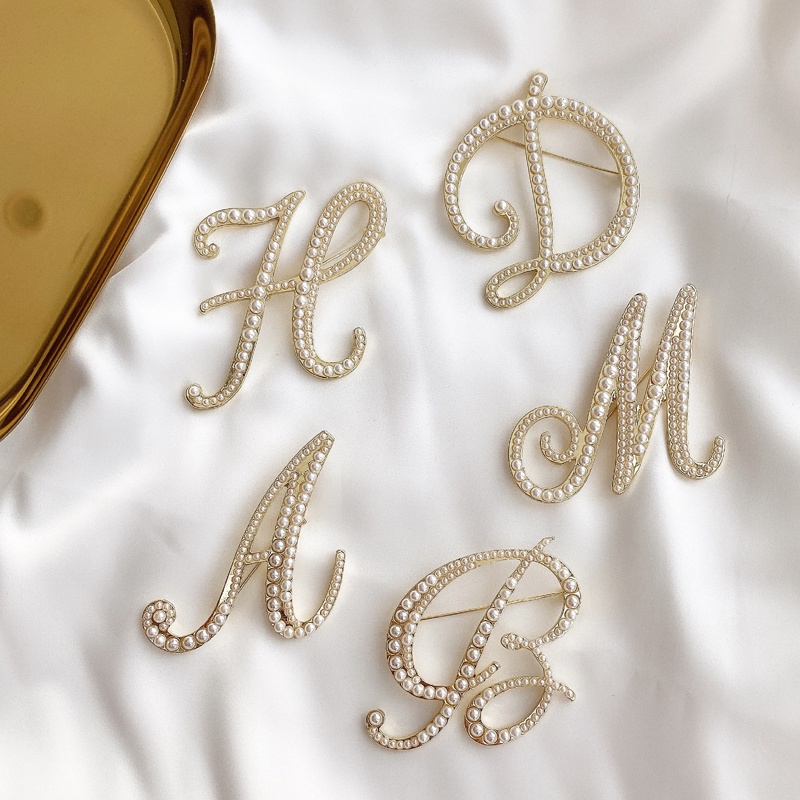 Ghim Cài Áo Hình Chữ Cái Đính Ngọc Trai Giả Thời Trang Cho Nữ