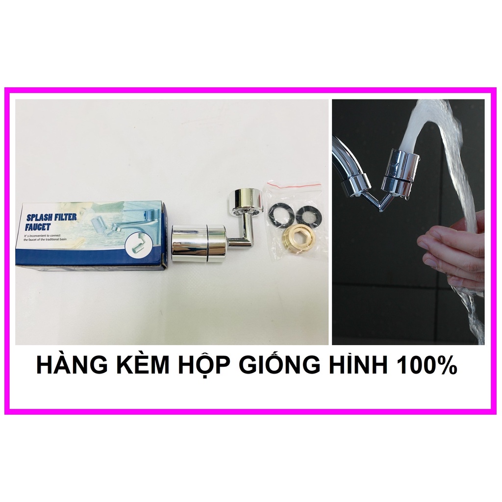 Đầu nối vòi nước thông minh xoay 720 độ tăng áp, 2 chế độ nước chảy, 4 lớp lọc nước an toàn