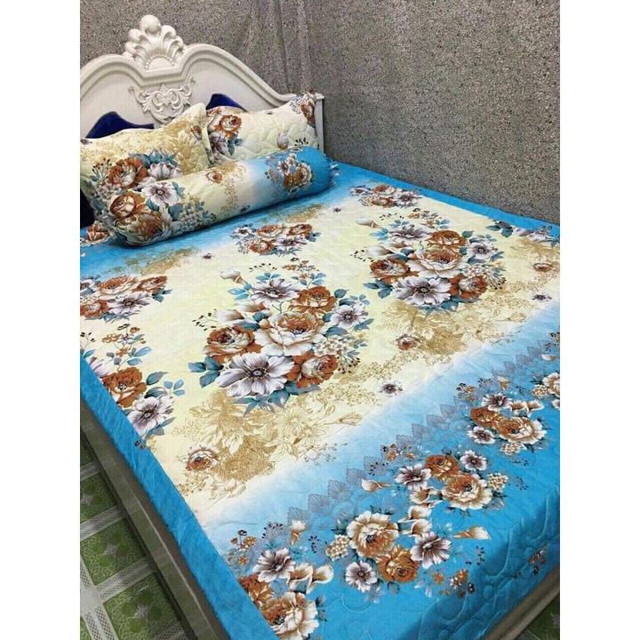 Bộ Ga gối 1m4x2m1 ga 2 vỏ gốiCotton Poly,được chọn mẫu,MẪU HOA XANH