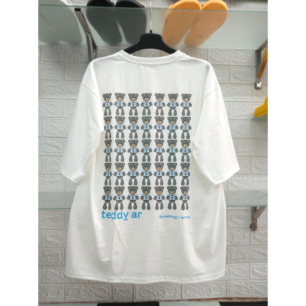 Áo thun Unisex tay lỡ dáng rộng in hình gấu Teddy chất cotton xịn co giãn 4 chiều phong cách Ulzzang | BigBuy360 - bigbuy360.vn