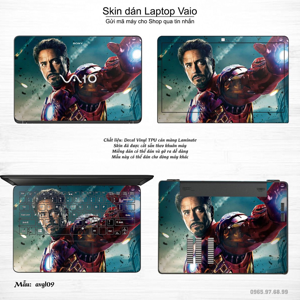 Skin dán Laptop Sony Vaio in hình Avenger (inbox mã máy cho Shop)