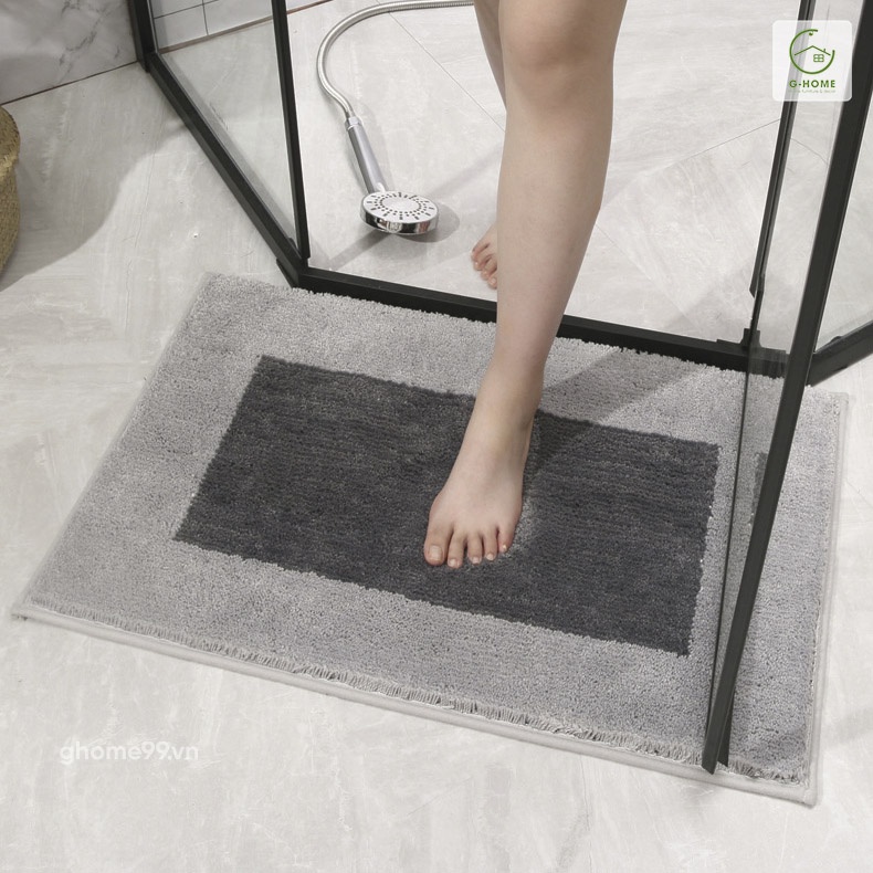 Thảm lau chân thấm nước Ghome chống trơn trượt dùng trong phòng khách, phòng tắm TC01 Ô VUÔNG