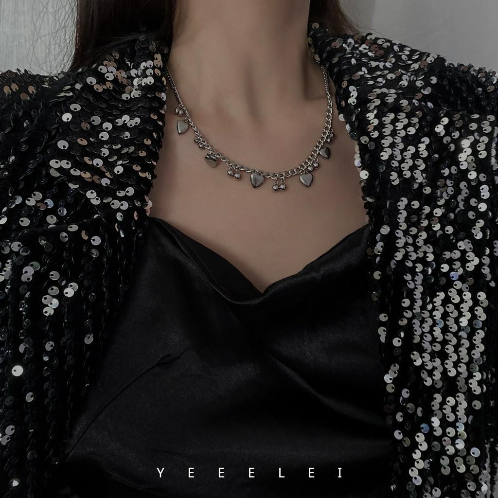 Dây Chuyền Thép Titan Mặt Trái Tim Nhỏ Phong Cách Hip Hop Hàn Quốc 23572