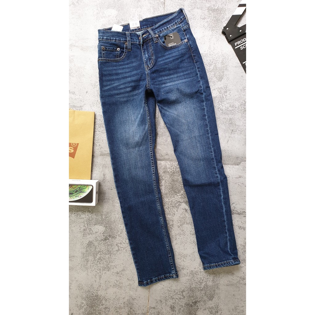 quần jean nam co giãn le511 ống đứng màu xanh đậm