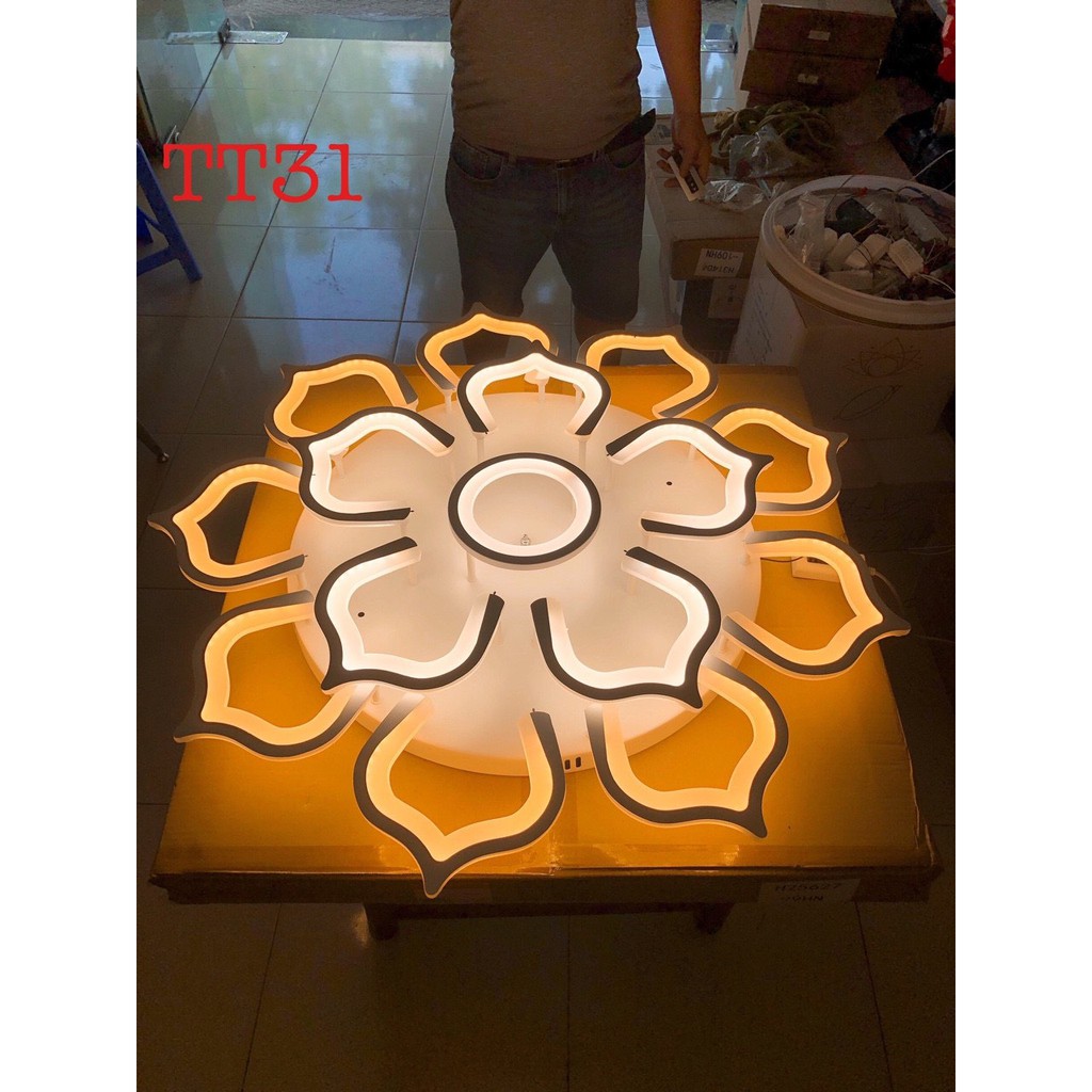 Đèn trần MONSKY LED trang trí tiết kiệm năng lượng hình bông hoa đẹp mắt 3 chế độ sáng - có điều khiển từ xa tiện dụng