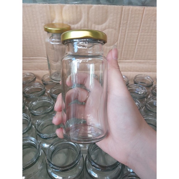 hủ thủy tinh 150ml thân tròn cao nắp thiếc