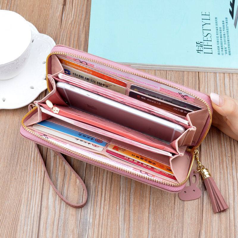 &lt;Ví nữ&gt;Ví Dài Cầm Tay Phối Khóa Kéo Thời Trang Cho Nữ