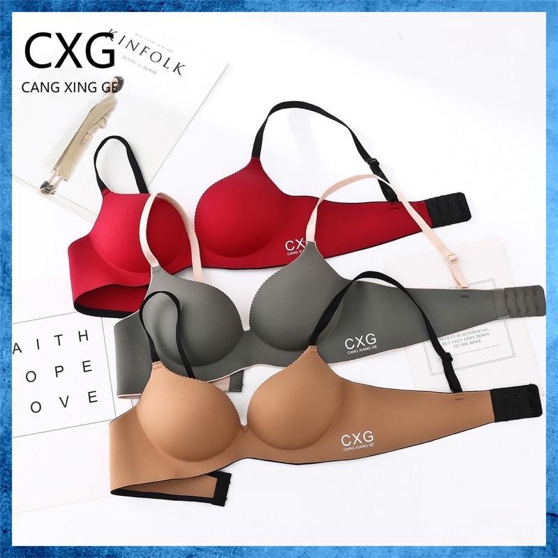 Áo ngực, áo lót nữ su đúc CXG không gọng, nâng ngực phối màu quai chống tụt A7690