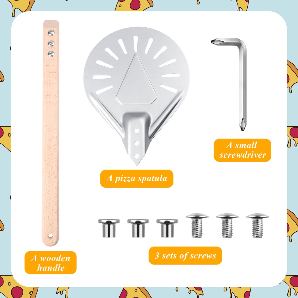 [takejoynew 0527] Round Pizza Paddle 7 Inch Aluminum Perforated Pizza Peel