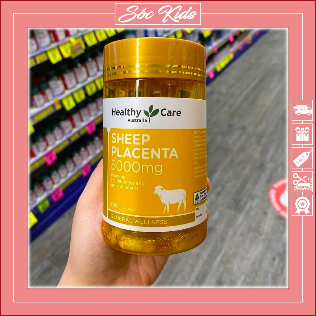 Nhau Thai Cừu Healthy Care Sheep Placenta 5000mg - CHUẨN ÚC | DATE 2023 | MẪU MỚI | 100 VIÊN | SÓC KIDS