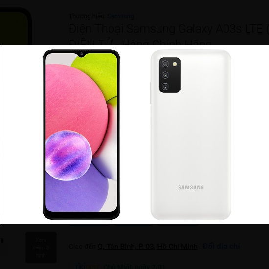Điện thoại Samsung Galaxy A03s  Hàng chính hãng