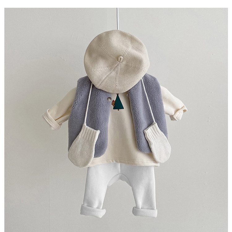 Quần dài lót lông cho bé kiểu dáng legging có đáp đũng hãng BBAMMA chất liệu cotton dành cho bé từ 6kg đến 14kg