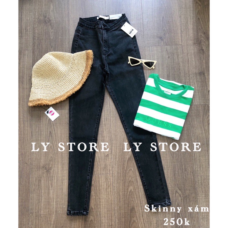 QUẦN JEAN SKINNY XÁM LƯNG CAO LYSTORE