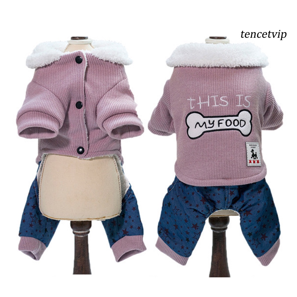 Áo khoác cotton dày dặn thêu họa tiết thời trang mùa đông dành cho thú cưng