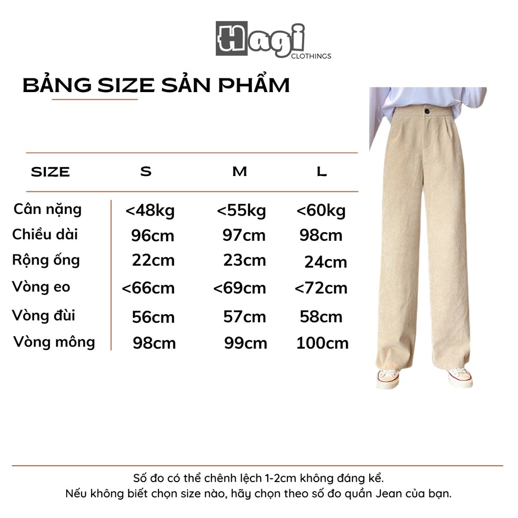 Quần jean nữ Hagi ống rộng lưng cao nhung tăm dáng dài cạp khóa ulzzang QJ03 | BigBuy360 - bigbuy360.vn