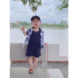 Bộ sơ mi gấu trúc bé trai