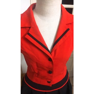 (G23007) Set áo cổ vest chân váy xoè