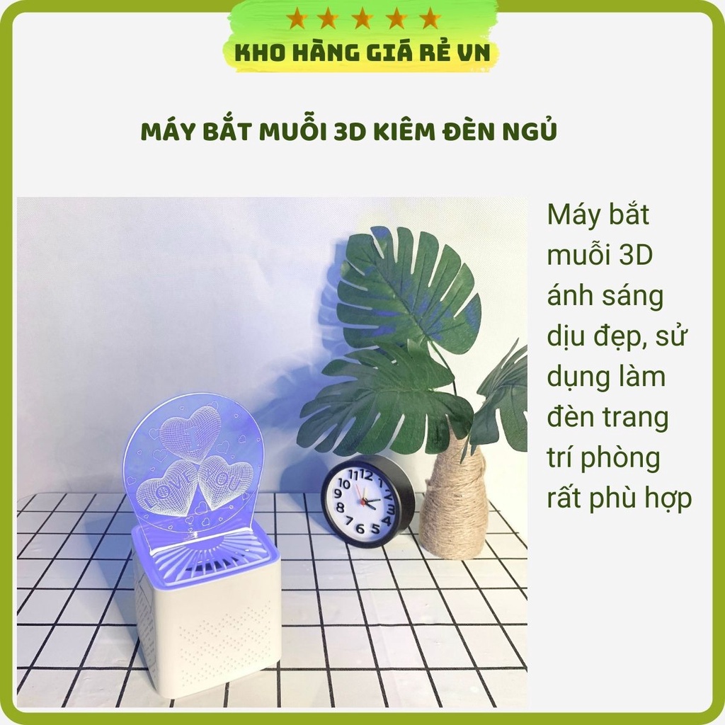 Máy bắt muỗi kiêm đèn ngủ 3D chất liệu mica khắc nhiều hình trang trí phòng tiện lợi Shop kho hàng giá rẻ VN