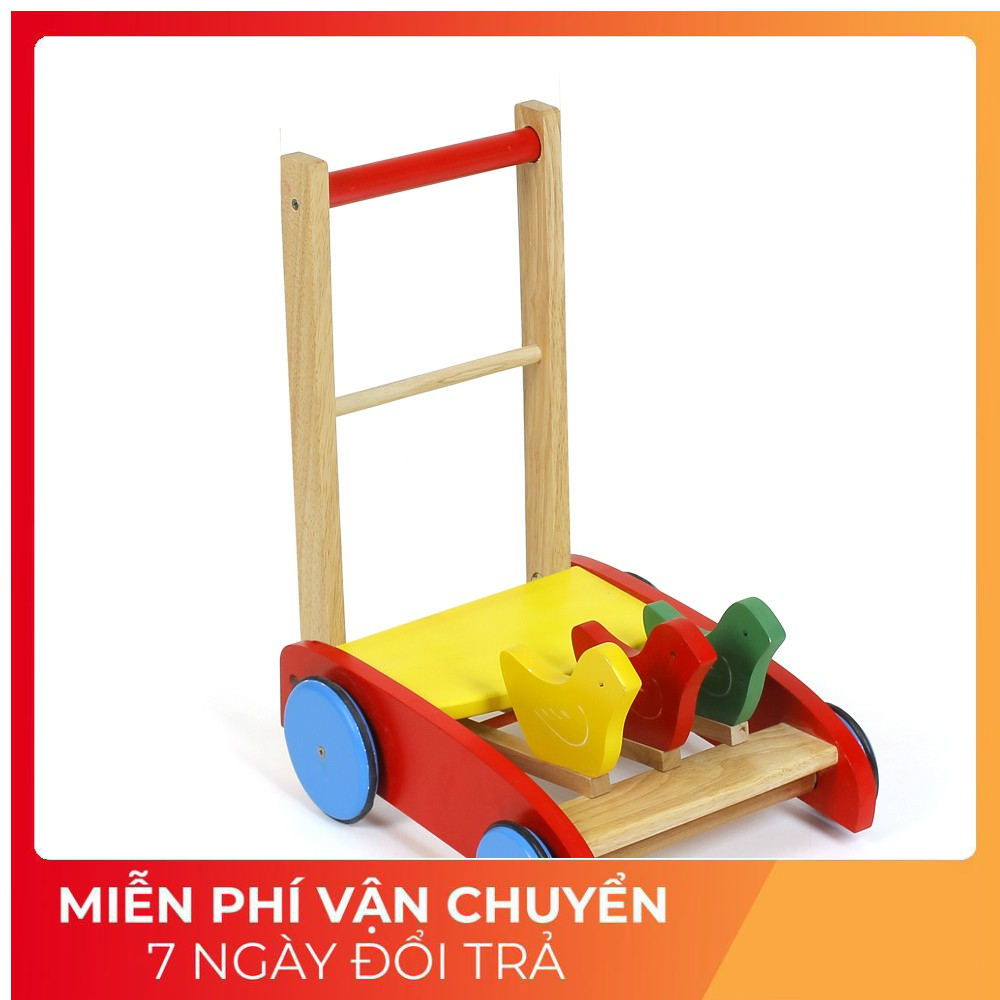 Xe Tập Đi Bằng Gỗ 3 Con Gà Cao Cấp Cho Bé Yêu