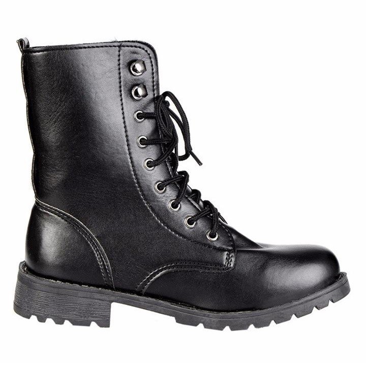 [SÀNH ĐIỆU] Giày boot unisex nam nữ combat da trơn S061 buộc dây, ống cao, cá tính, phong cách lính