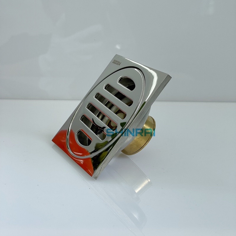 ( 10 * 10 Cm - Mặt Kẻ Đáy Đồng Lò Xo ) Ga Thoát Sàn , Thu Sàn , Phễu Thoát Nước Nhà Tắm SHINRAI Chống Mùi Hôi