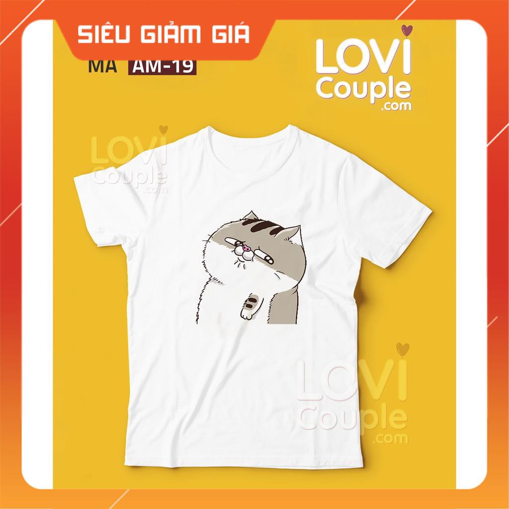 ÁO ĐÔI - Áo thun in mèo AMI bụng bự AM17-24 - LoviCouple - Có FeedBack