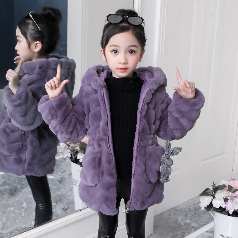Áo khoác lông thỏ bông bé gái hàng QCCC