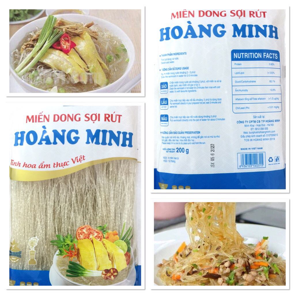Miến dong sợi rút Hoàng Minh, dai, không bở/nhũn - eat clean, giảm cân, ăn kiêng, thực dưỡng