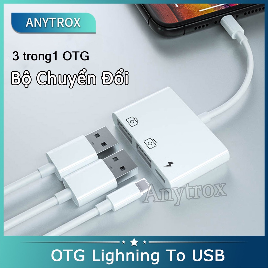 Anytrox Cáp OTG To USB Bộ Chuyển Đổi Chơi Game Chân Đầu đọc thẻ CF-SD-micro Có Cổng Sạc Cáp OTG