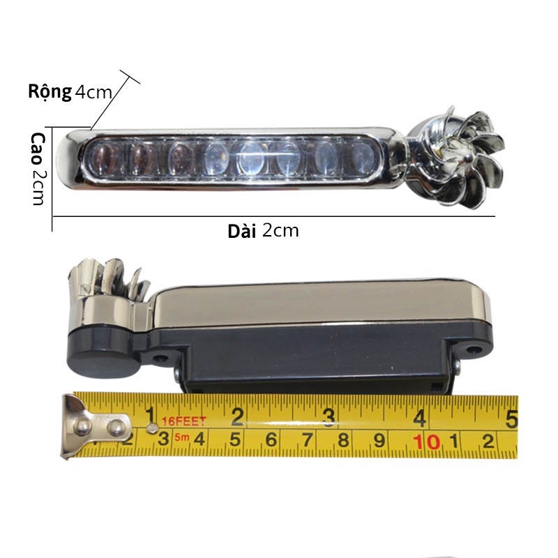 Bộ Đèn Led xe hơi 8 bóng sử dụng năng lượng gió trang trí xe ô tô, xe máy