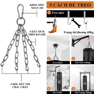 Bộ dụng cụ treo bao cát 3 món bao gồm dây xích treo + móc treo + khuy cài bao cát