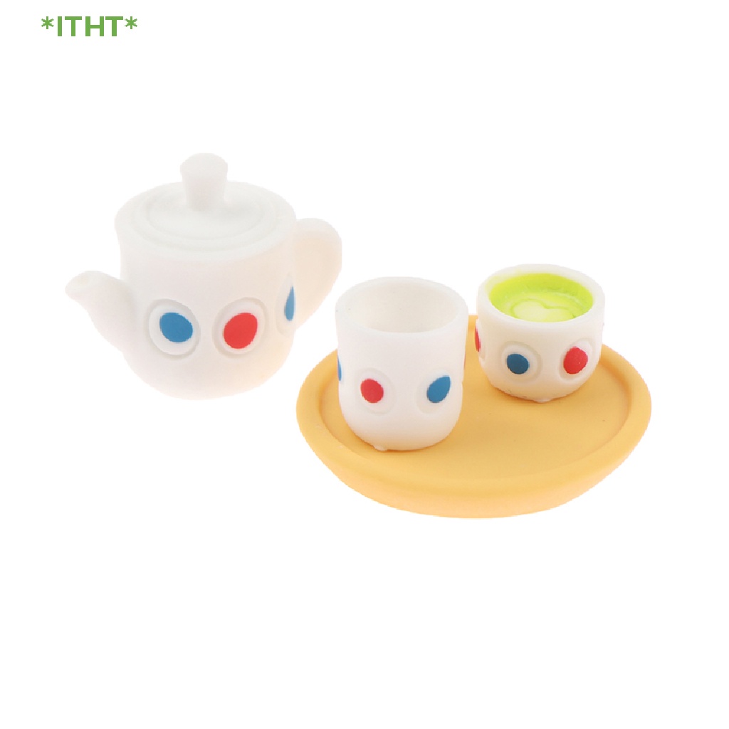 Bộ 4 Ấm Tách Uống Trà Mini Tỉ Lệ 1: 12 Cho Nhà Búp Bê Mới